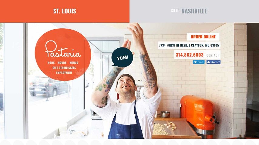 eatpastaria.com/stlouis - مثال لتصميم مواقع الويب لمطعم