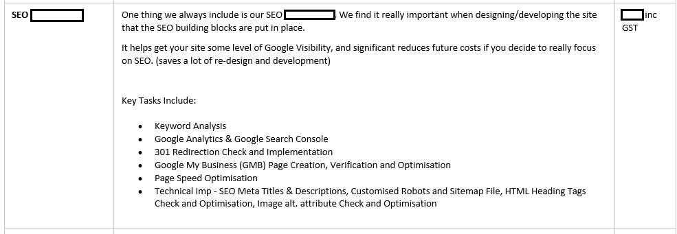 Un exemple de devis d'un client SEO trois