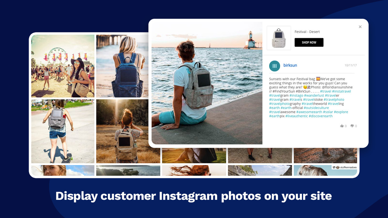 Tampilkan foto Instagram pelanggan di website Anda dengan aplikasi Yotpo.