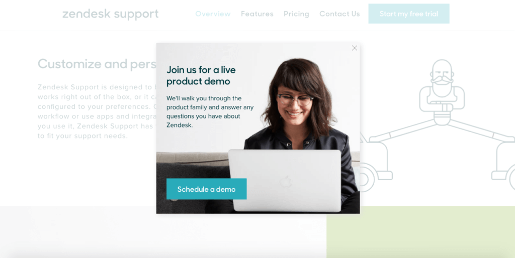 Zendesk meminta demo zendesk software exit intent popup