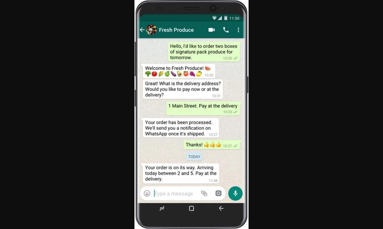 Przykład tekstu WhatsApp Business API