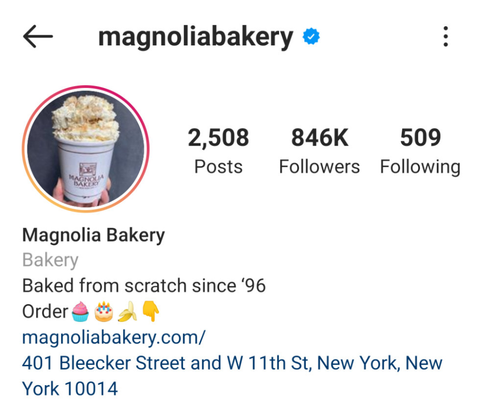 Magnolia Bakery 的 Instagram。 “自 96 年以来从头开始烘焙。命令...”