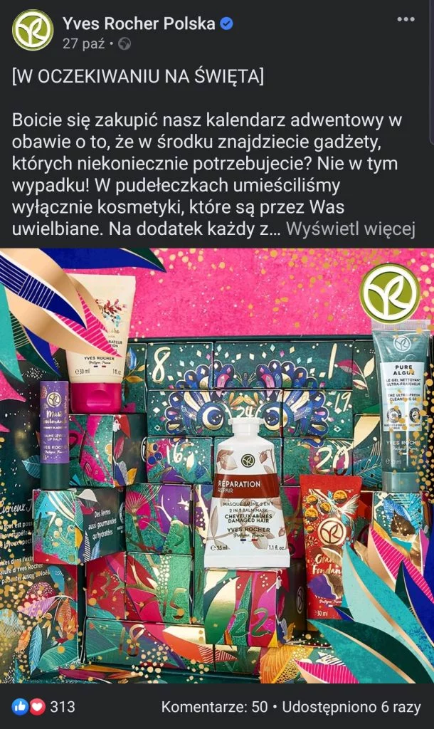 Yves Rocher zapewnia w poście, że ich kalendarz jest przydatny.