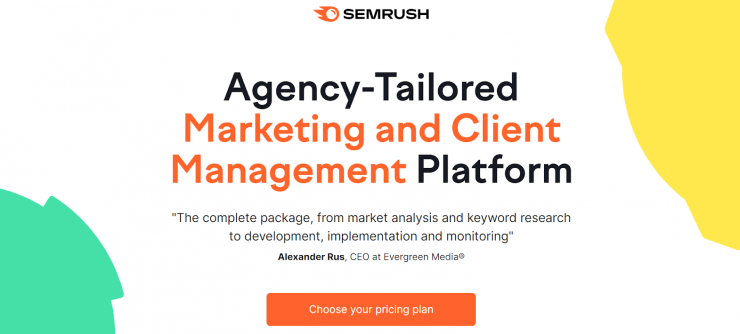 Semrush 的桌面登陸頁面