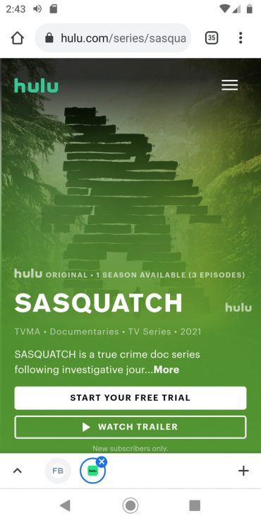 Hulu 移動登陸頁面