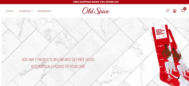 Old Spice 的桌面登陸頁面。