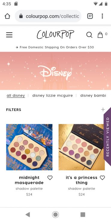 ColourPop 的移動登陸頁面