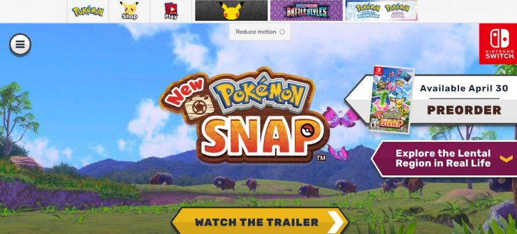 Nintendo Switch 的新 Pokemon Snap 桌面登陸頁面