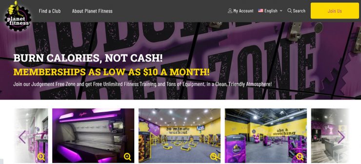 Planet Fitness 的桌面登陸頁面