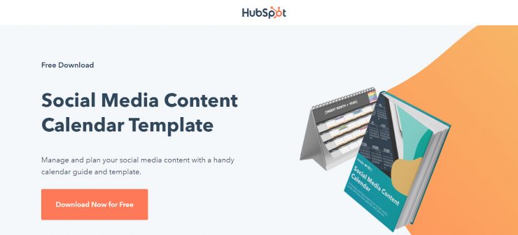 Hubspot 的社交媒體內容日曆模板的桌面登錄頁面。