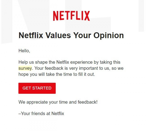 Exemple d'e-mail Netflix