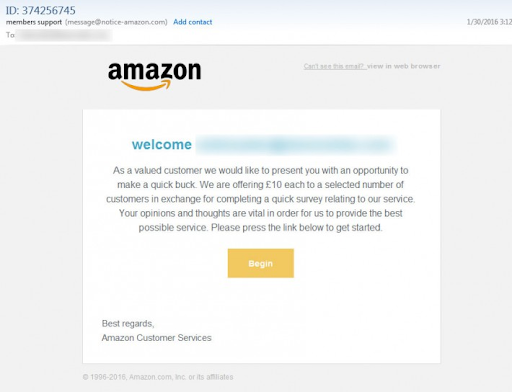 Contoh email Amazon