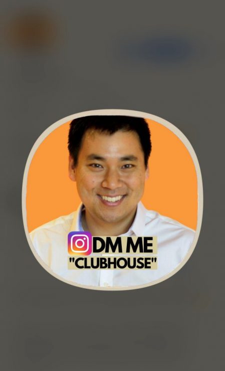 帶有 Instagram 徽標和 CTA “DM me ‘CLUBHOUSE.’”的 Larry 俱樂部簡介