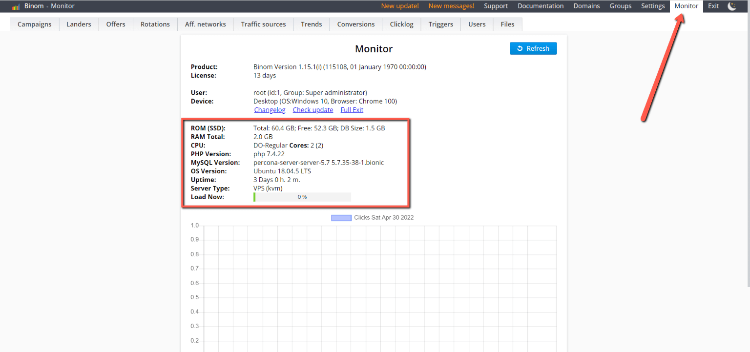 espace de stockage de données dans le tracker binom