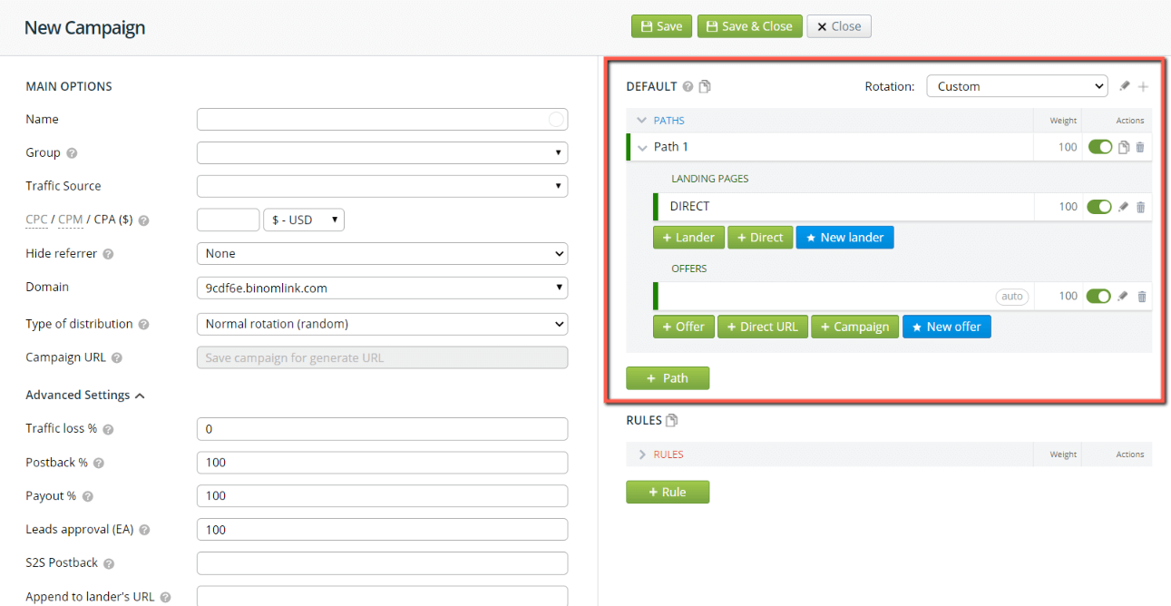 règles de campagne dans binôme tracker