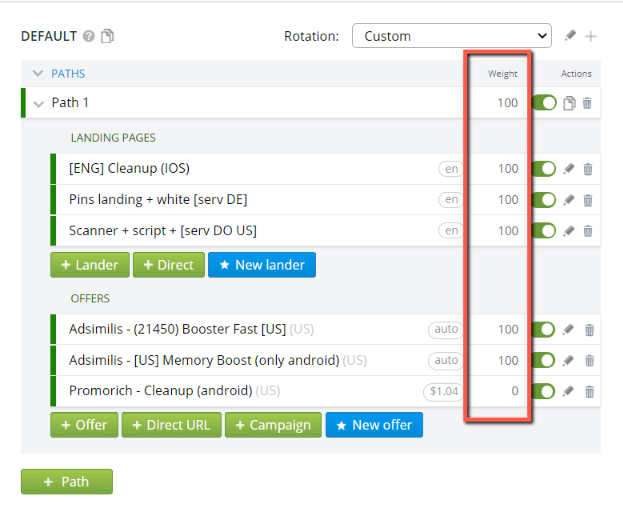 système de poids dans le tracker binôme