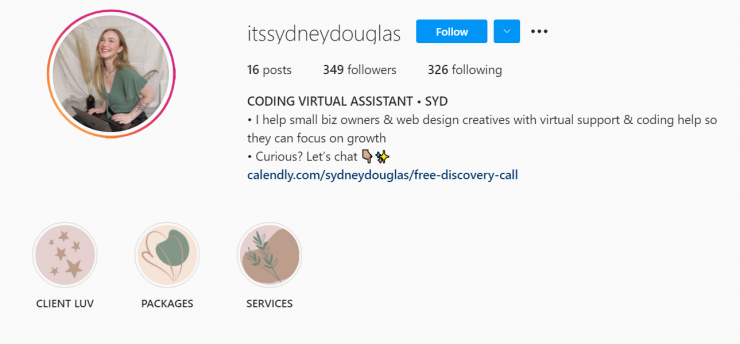 Un creador vende servicios de asistente virtual en Instagram