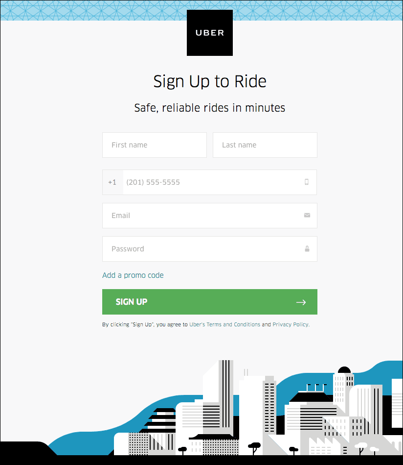 Uber-Landingpage