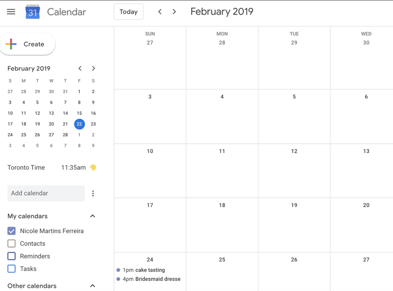 calendrier google