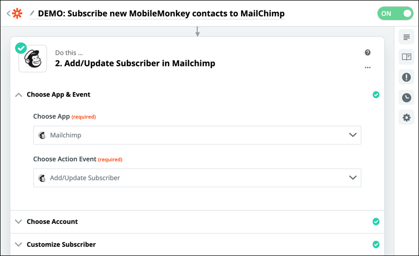 تحديث المشترك في mailchimp