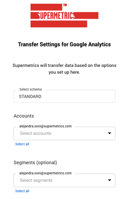 Transferir la configuración de Google Analytics a BigQuery