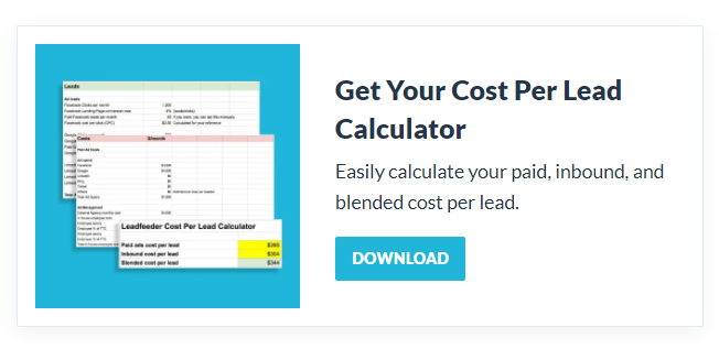 Der Cost-per-Lead-Rechner von Leadfeeder, der als Teil unserer Wachstumsmarketingstrategie verwendet wird.