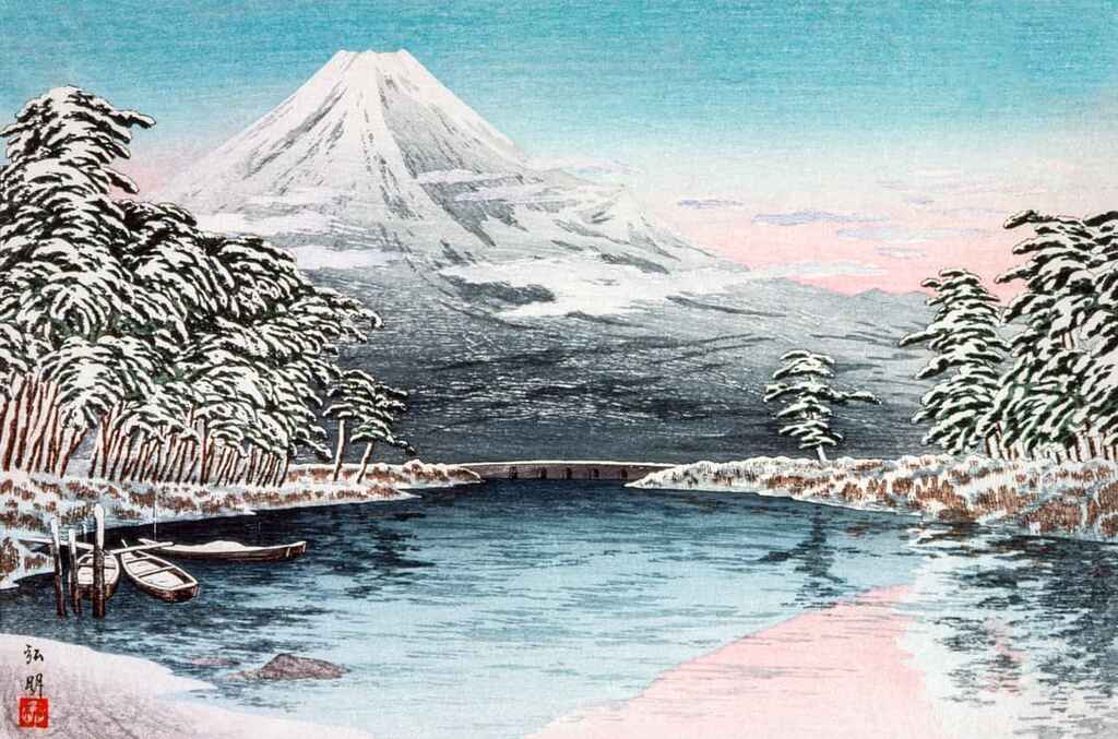 冬の湖と山の自然の風景。 |俳句とは？