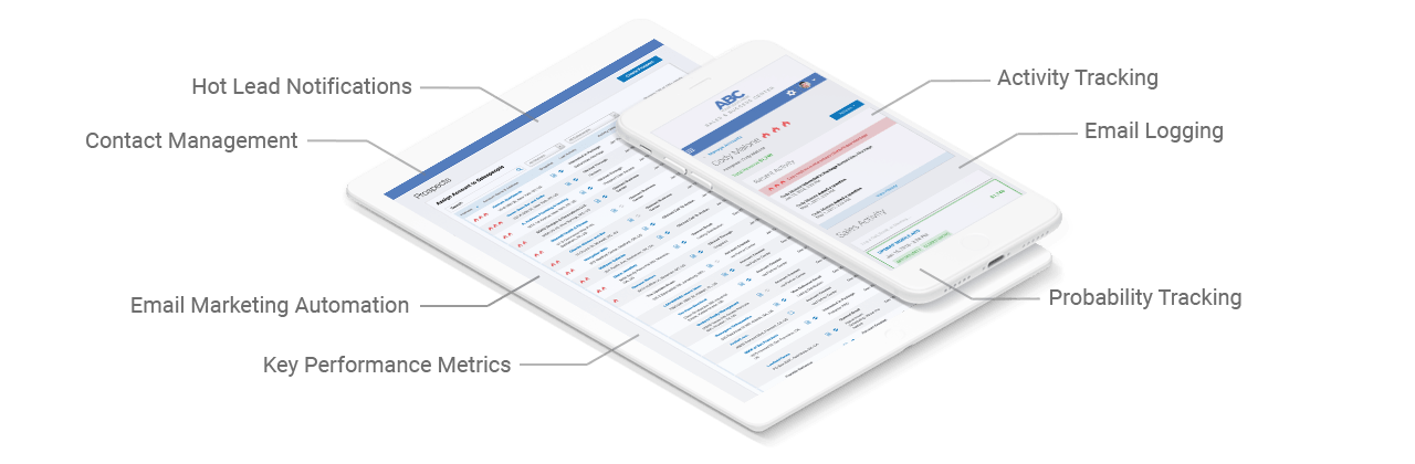 Sales and Success CRM-Software auf einem Tablet