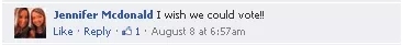 "I wish we could vote!!"  - Yahoo! Facebook comment