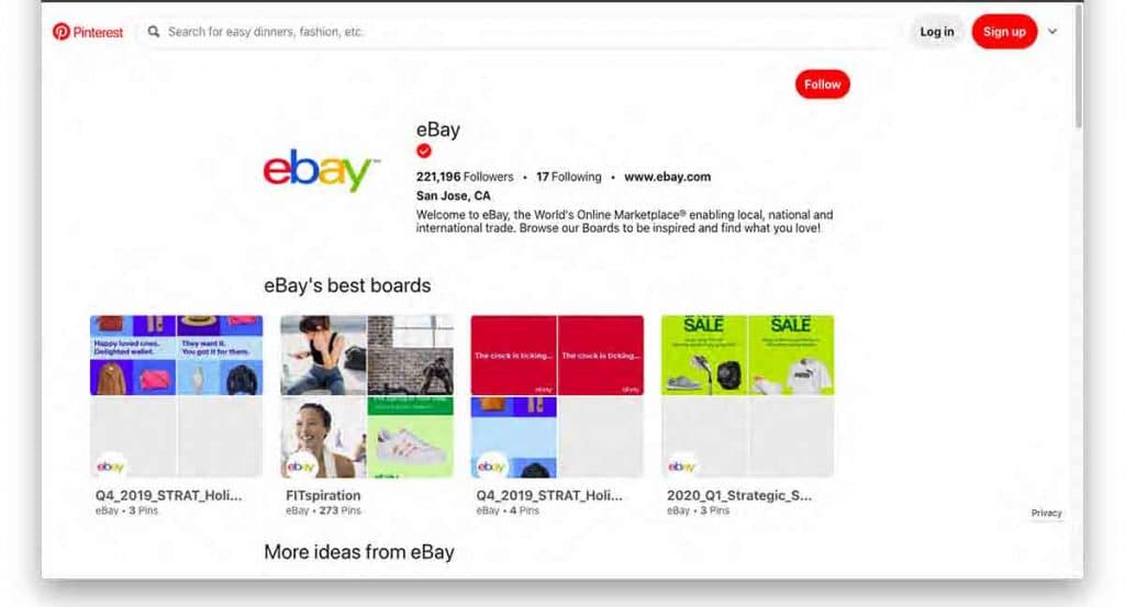 eBay na Pinterest