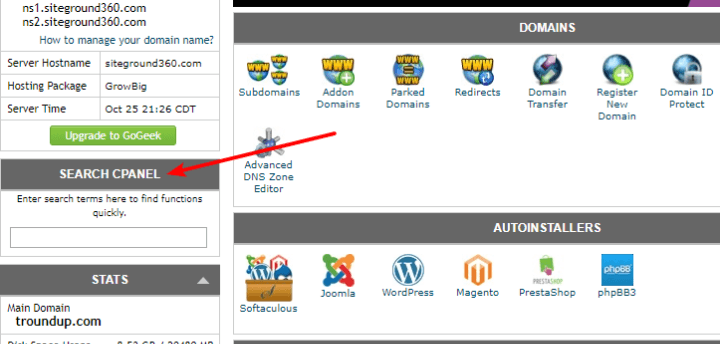 mencari fungsi cpanel