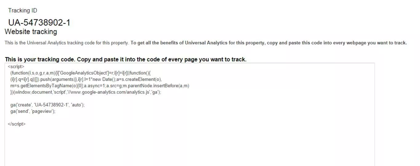 Beispiel für Google Analytics-Tracking-Code