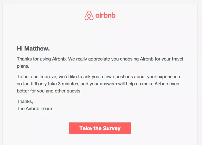 Email umpan balik Airbnb