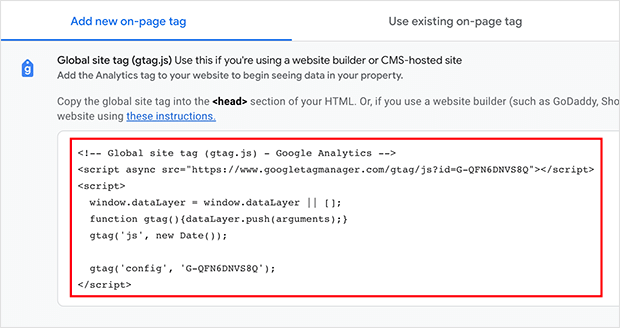 Get your Google Analytics tracking code