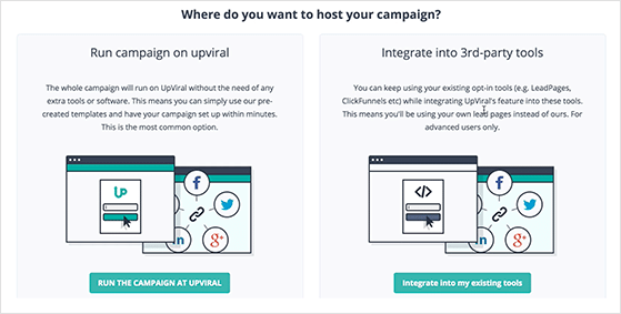 Choose where to host your upviral campaign