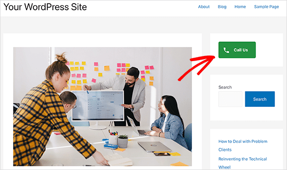 call us button WordPress sidebar