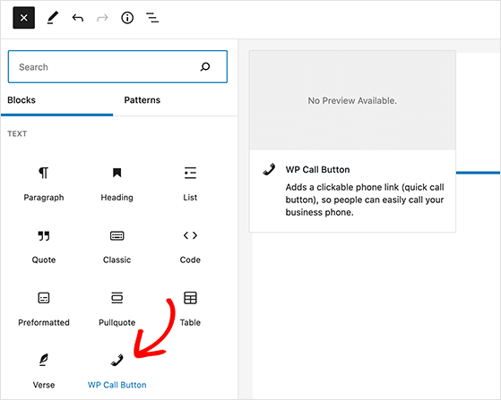 WP call button block