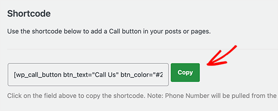 call now button shortcode