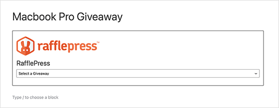 Embed rafflepress giveaway in WordPress