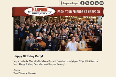 Пример информационно-пропагандистской рассылки Harpoon Brewery