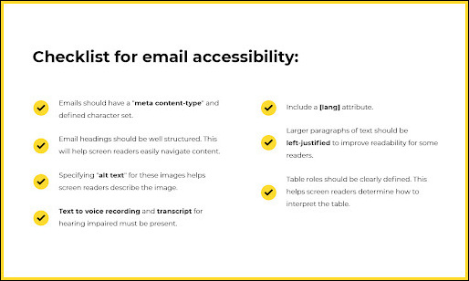 daftar periksa aksesibilitas email