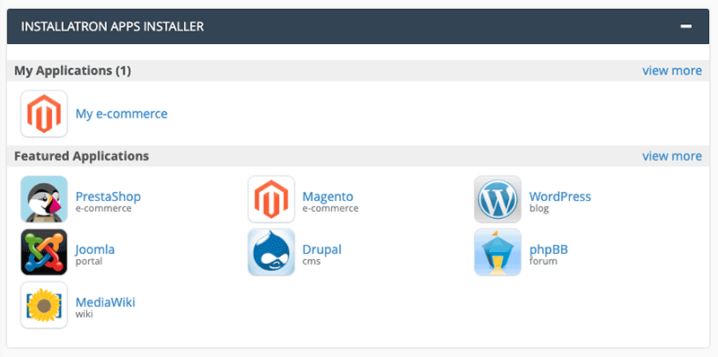 Magento über cPanel und Installatron installieren