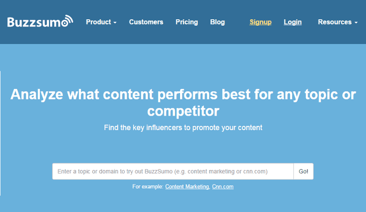 Изображение домашней страницы Buzzsumo