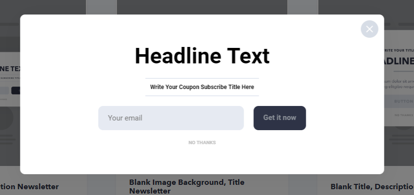 exemple de conception de popup de type de collection d'e-mails de popupsmart