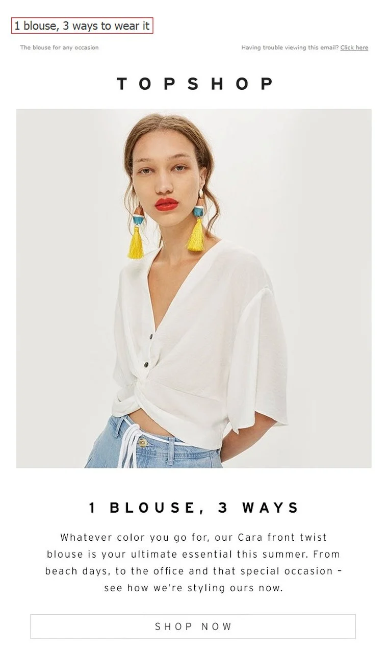 Use Numbers in Your Subject Line: Topshop Example