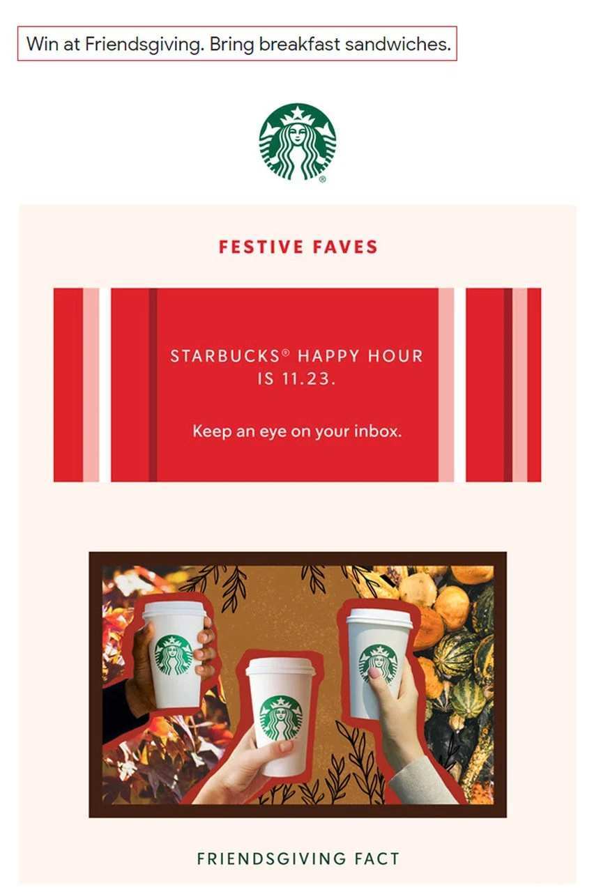 Starbucks: Occasion Subject Line