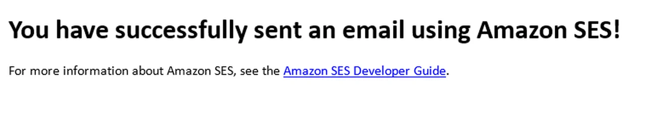 Advertencia de prueba de envío de correo electrónico de la competencia de Amazon Ses Console.