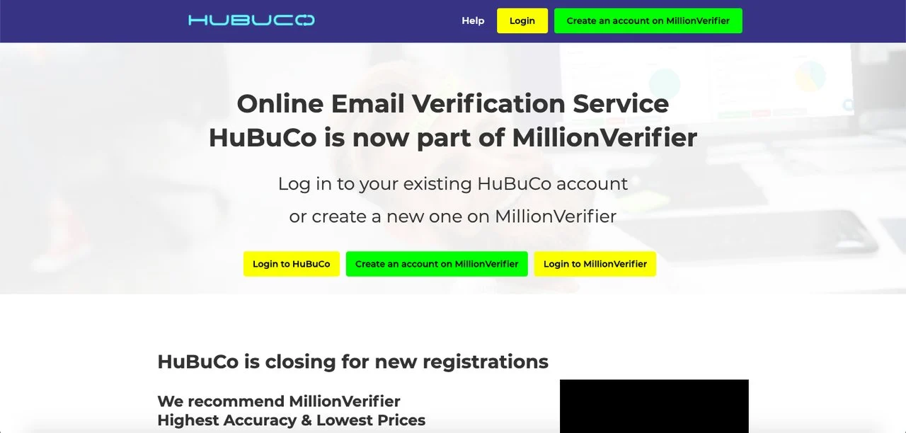 serviciul de curățare a listei de verificare a e-mailului hubuco