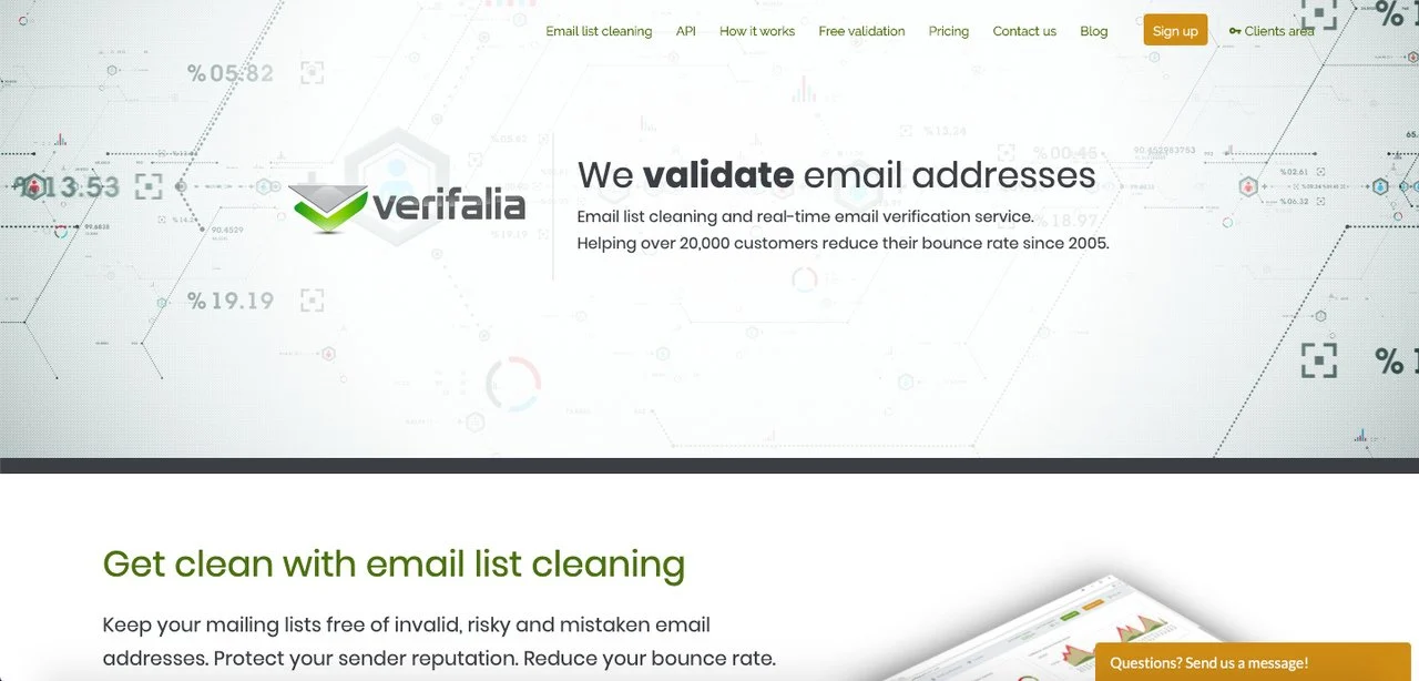 serviciu de curățare a listei de verificare a e-mailului verifalia