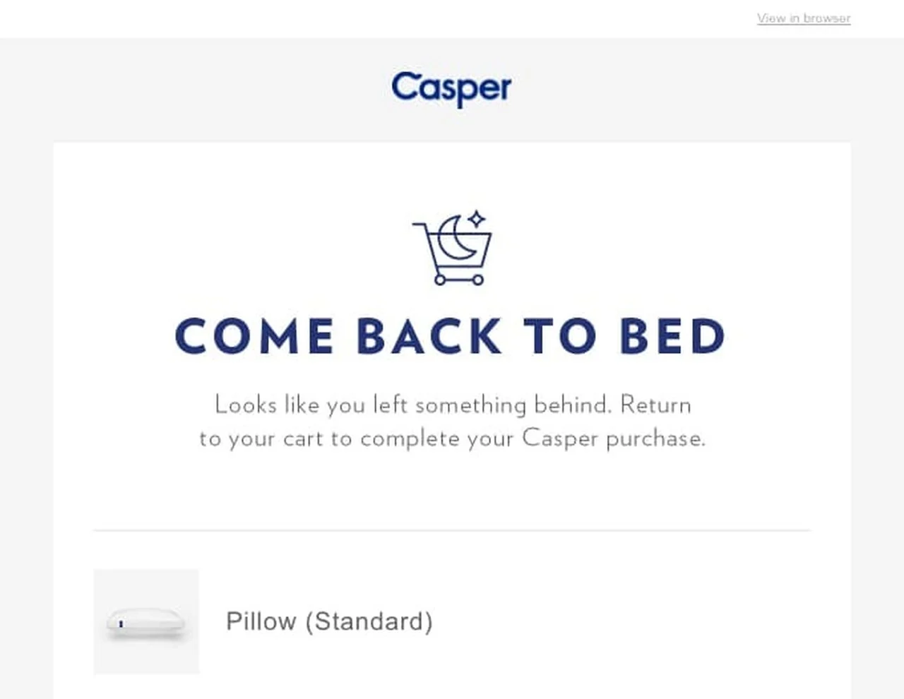 Oggetto del carrello abbandonato di Casper "Come Back To Bed"